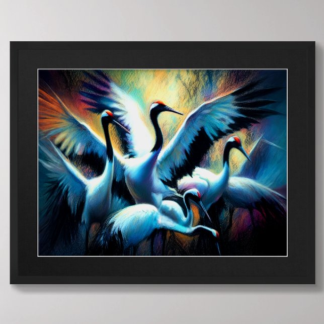Pastel Drawing of Chinese Red-Crowned Cranes Poster (Creator Uploaded)