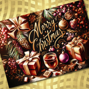 Pastel Drawing of Christmas Whimsical Holiday Card