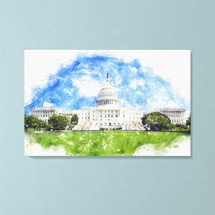 Pastel Drawing of the United States Capitol Canvas Print
