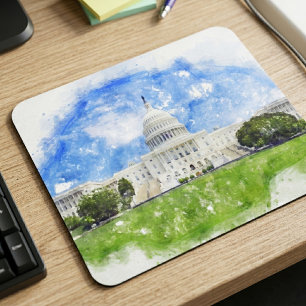 Pastel Drawing of the United States Capitol Mouse Mat