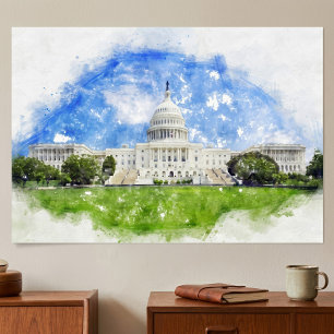 Pastel Drawing of the United States Capitol Poster