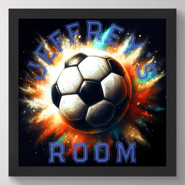 Pastel Drawing Soccer Ball Burst Personalise Poster (Creator Uploaded)