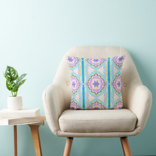 Pastel Dream Boho Geometric Kaleidoscope Cushion