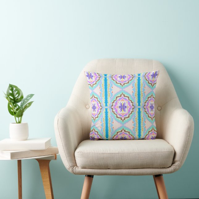 Pastel Dream Boho Geometric Kaleidoscope Cushion (Chair)