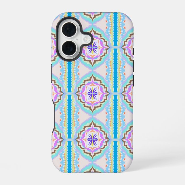Pastel Dream Boho Geometric Kaleidoscope iPhone 16 Case (Back)
