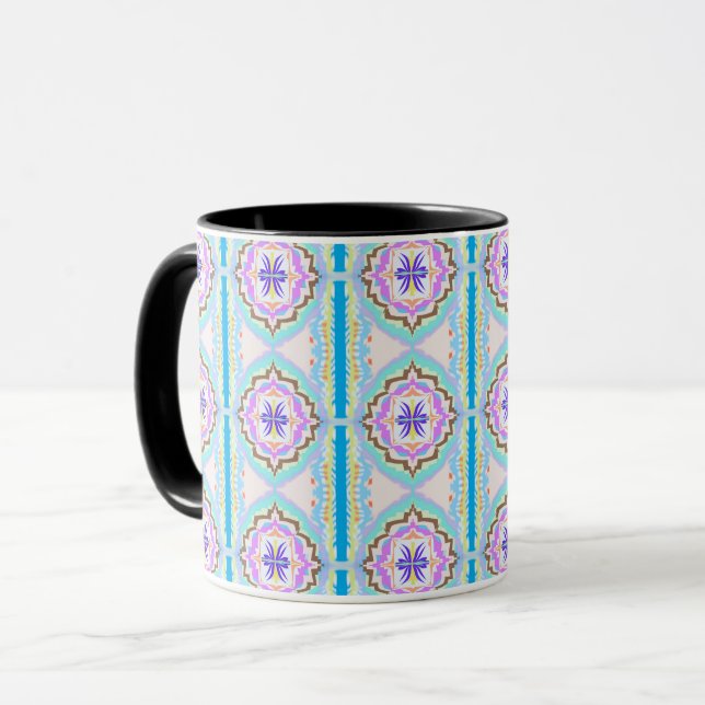 Pastel Dream Boho Geometric Kaleidoscope Mug (Front Left)