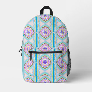 Pastel Dream Boho Geometric Kaleidoscope Printed Backpack