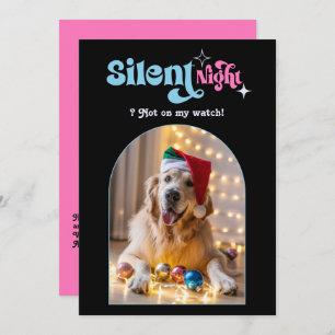 Pastel Dream Funny Retro Pet Dog Christmas Photo Holiday Card