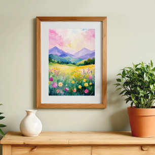 Pastel Dreamscape Blooming Hills Wall Art