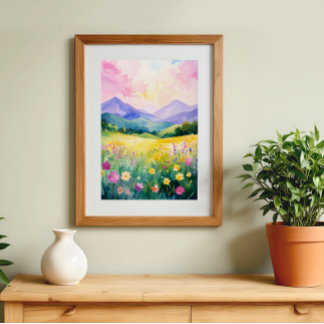 Pastel Dreamscape Blooming Hills Wall Art