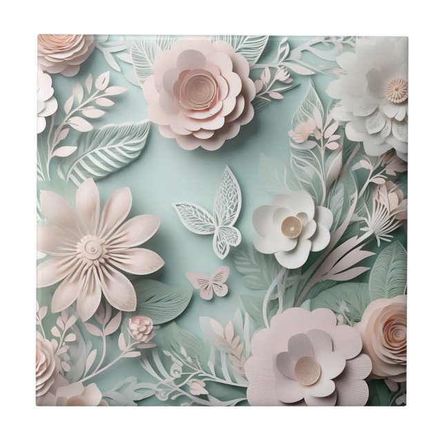 Pastel Dreamy Floral Botanical Tile (Front)