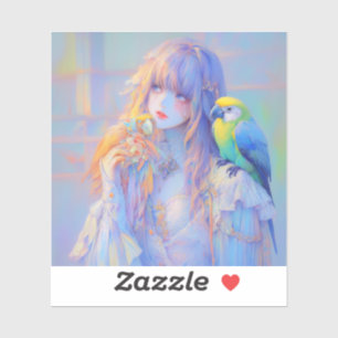 Pastel Dreamy Pet Parrot Pirate Anime Girl