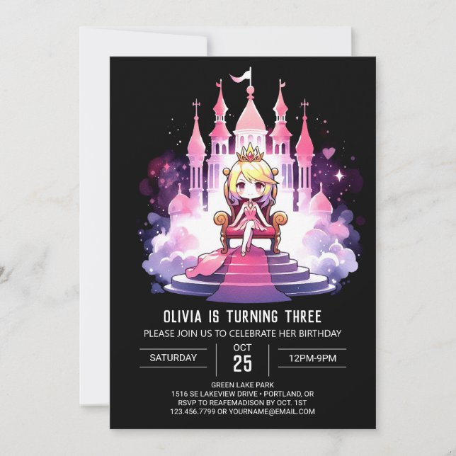 Pastel Dreamy Princess Birthday Invitation (Front)