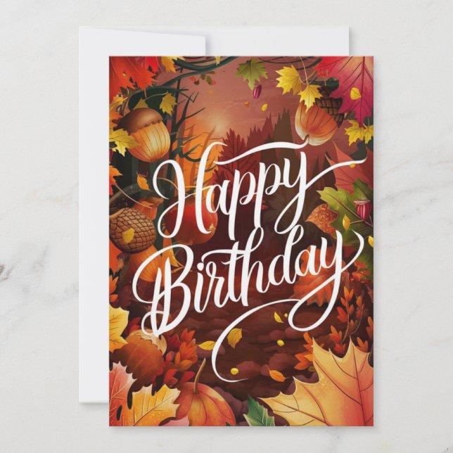 Pastel Dreamy Pumpkin Autumn Fall Happy Birthday Card (Front)