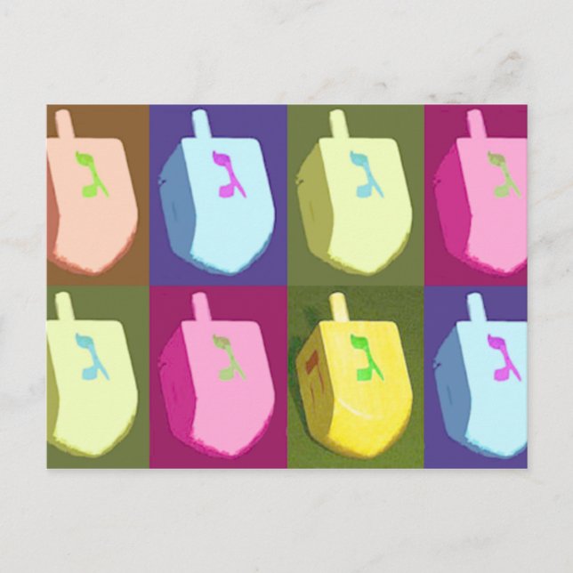 Pastel Dreidel Hanukkah Postcards (Front)
