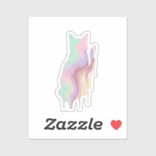 Pastel Drip Cat Silhouette Modern Abstract Easter