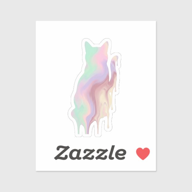 Pastel Drip Cat Silhouette Modern Abstract Easter  (Sheet)