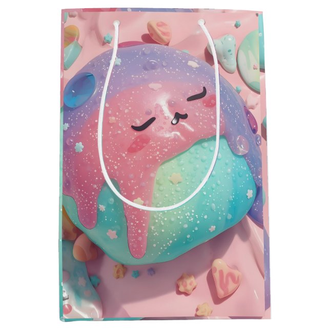 Pastel Drip Kawaii Candy Character Art Medium Gift Bag (Front)