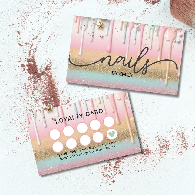 Pastel Drip  nail salon Manicurist  Loyalty Card (Creator Uploaded)