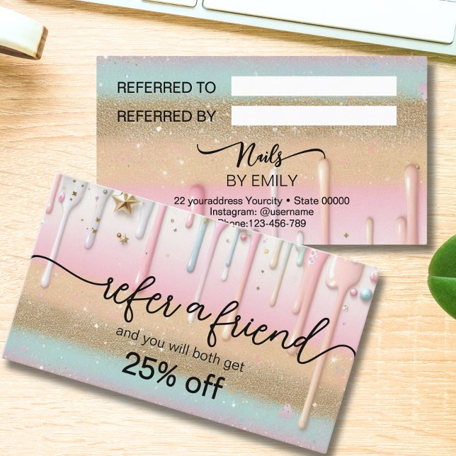 Pastel drip nail salon  Referral Card (Creator Uploaded)