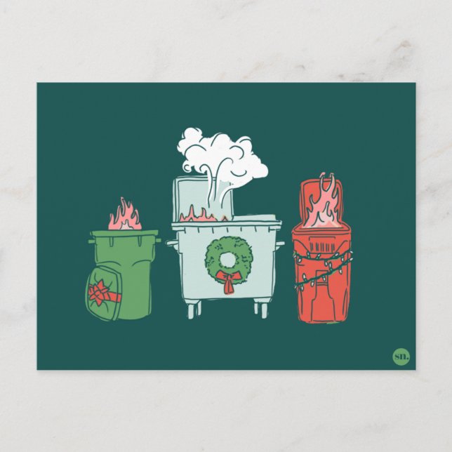 Pastel Dumpster Fire Holiday Postcard (Front)