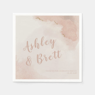 Pastel Dusty Pink Glitter Gold Trendy Wedding Napkin