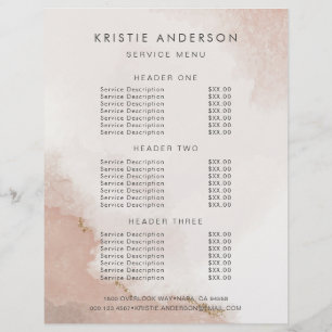 Pastel Dusty Pink & Gold Pricing & Services Flyer