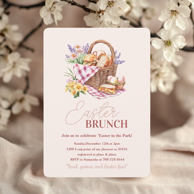 Pastel Easter Brunch Picnic Invitation | Basket &  (Creator Uploaded)