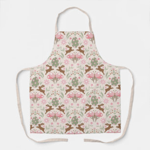 Pastel Easter Bunny and Flower Pattern  Apron