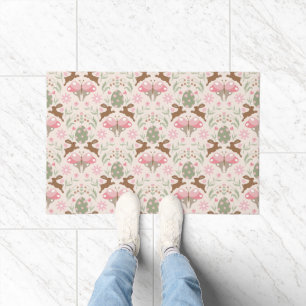 Pastel Easter Bunny and Flower Pattern  Doormat