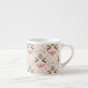 Pastel Easter Bunny and Flower Pattern Espresso Cup