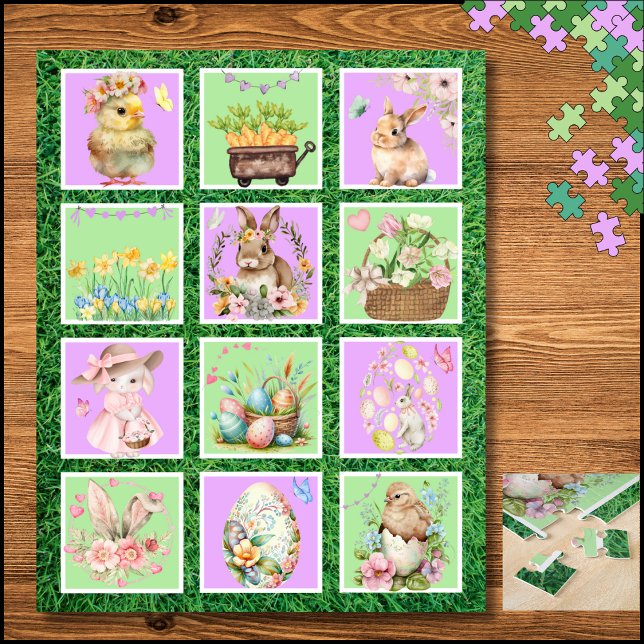 Pastel Easter Bunny Colour Block Puzzle (Pastel Easter Bunny Color Block Puzzle)