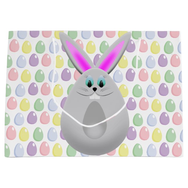 Pastel Easter Bunny Eggs Large Gift Bag (Front)
