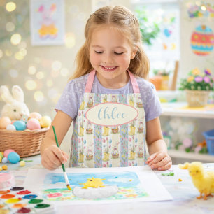 Pastel Easter Bunny Print Apron for Spring Baking