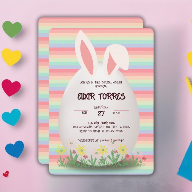 Pastel Easter Egg Bunny Baby Shower Invitation (Creator Uploaded)