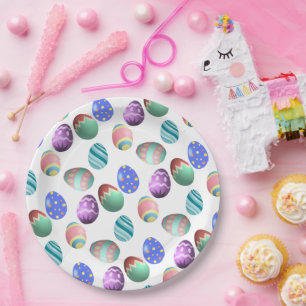 Pastel Easter Egg Colourful Decorated Easter Eggs Paper Plate