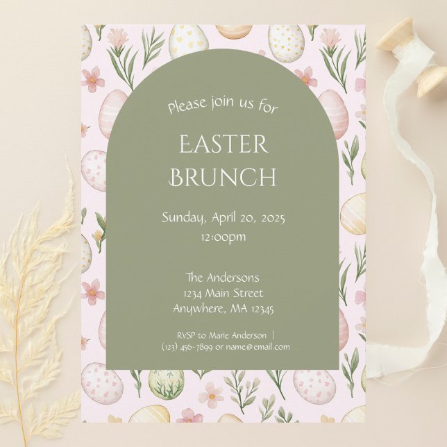 Pastel Easter Egg Pattern Easter Brunch Invitation (Creator Uploaded)