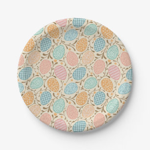 Pastel Easter Egg Pattern Paper Plate