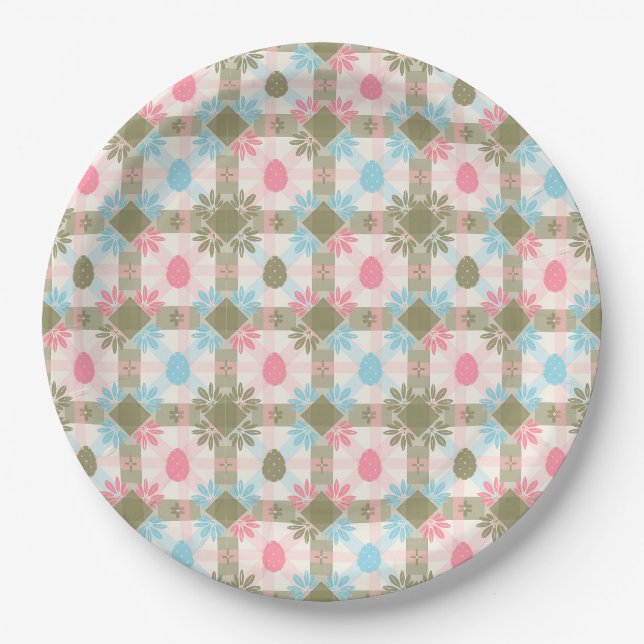 Pastel Easter Egg Seamless Pattern Paper Plate (Front)