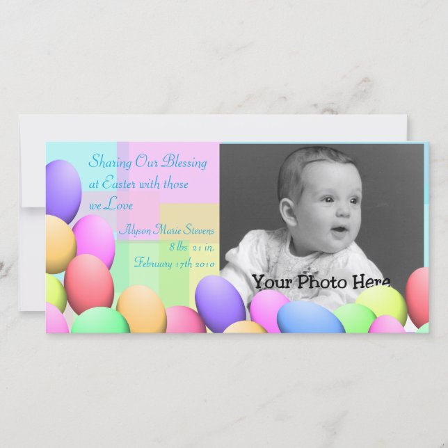 Pastel Easter Eggs Baby Announcement (Front)