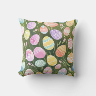 Pastel Easter Eggs Beautiful Spring Watercolor Cushion