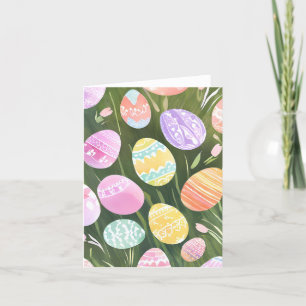 Pastel Easter Eggs   Beautiful Spring Watercolor Holiday Card