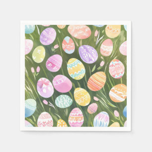Pastel Easter Eggs Beautiful Spring Watercolor Napkin
