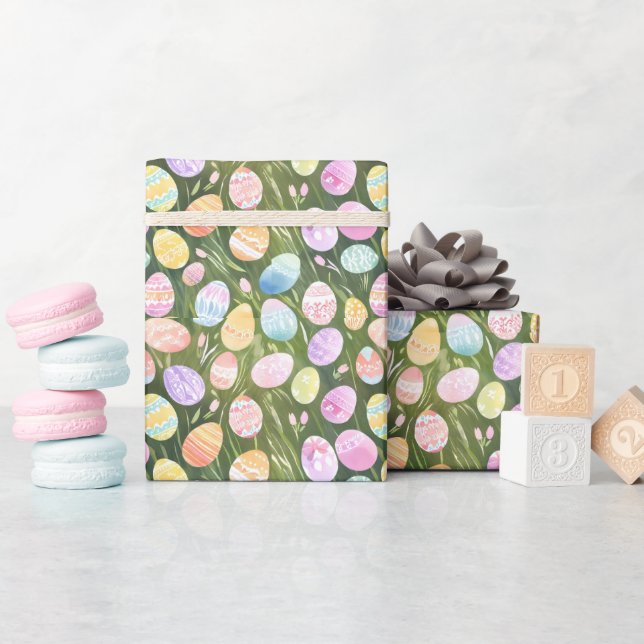 Pastel Easter Eggs | Beautiful Spring Watercolor Wrapping Paper (Baby Shower)