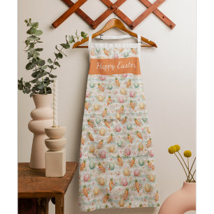 Pastel Easter Eggs & Carrots Watercolor Pattern Apron