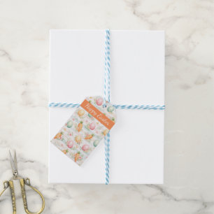 Pastel Easter Eggs & Carrots Watercolor Pattern Gift Tags
