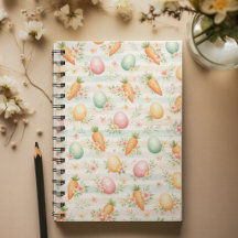 Pastel Easter Eggs & Carrots Watercolor Pattern