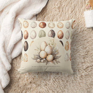 Pastel Easter Eggs Design in Cream & Brown Tones Cushion