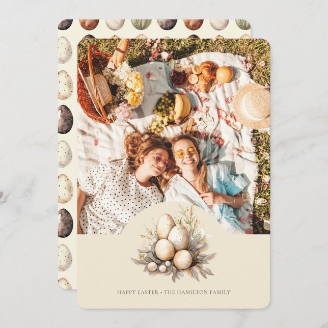 Pastel Easter Eggs Design with Photo Personalized Holiday Card (Front/Back)