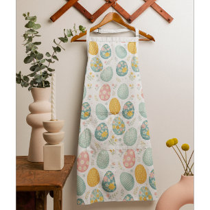 Pastel Easter Eggs Floral Pattern - Cute Spring  Apron